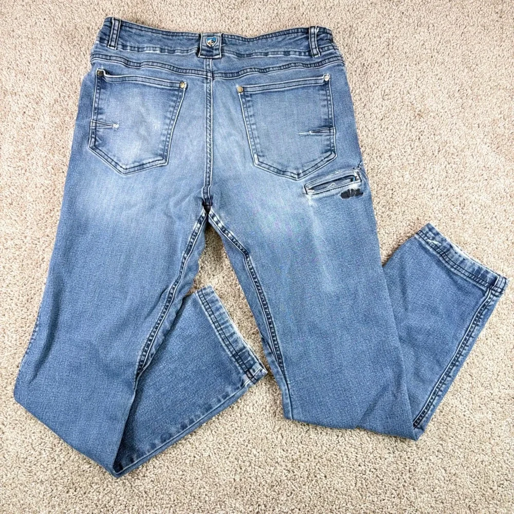 KUHL Kanvus Jean Mens 34x32 Hiking Outdoor Light Indigo Blue Straight Leg Denim